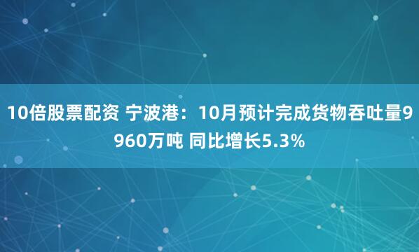 10倍股票配资 宁波港：10月预计完成货物吞吐量9960万吨 同比增长5.3%